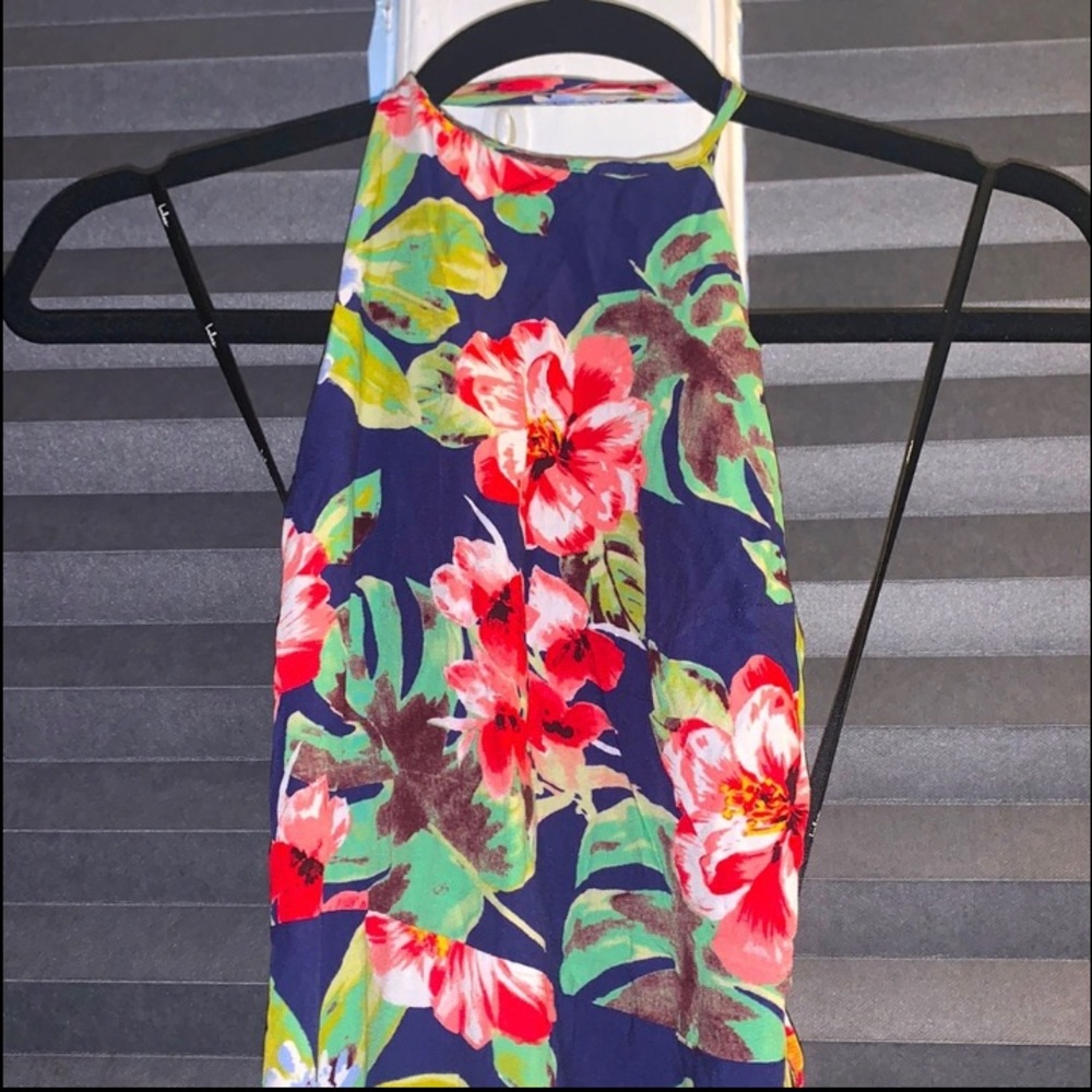 Lulu’s Blue Floral Sleeveless Halter Style Long Maxi Dress - Picture 5 of 7